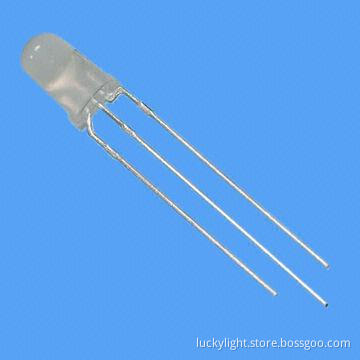 3mm Round Bi-color 3-pin LED Lamp, 625nm Red, Hi-efficiency